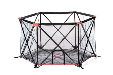 Carlson 6-Panel Foldable and Portable Steel Pet Exercise and Play Pen, Indoor and Outdoor, with Carrying Case, Red