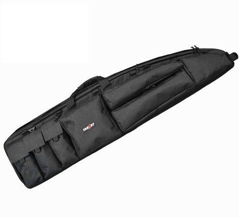 Target 3 Rifle Case, 52" Length Long Paded Sniper Scoped Tactical Hunting Carrying Range Gun Bag with Shooting Mat, Adjustable Backpack Strap, Pistal and Magazine Pouchs, Black