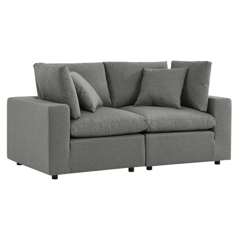 Modway Commix Outdoor Patio Overstuffed Loveseat in Charcoal