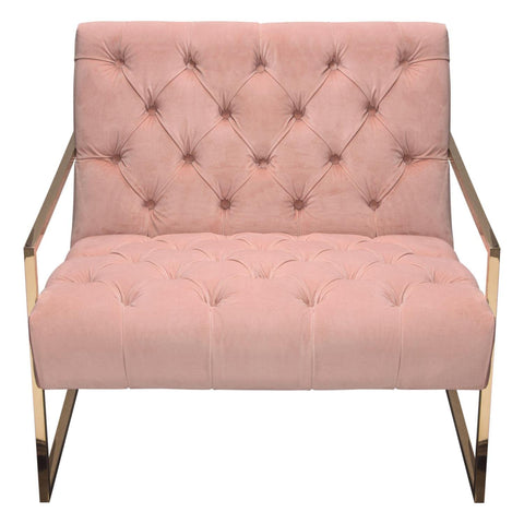 Diamond Sofa Accent Chair in Blush Pink Tufted Velvet Fabric