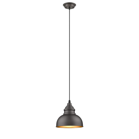 Chloe Lighting IRONCLAD Industrial-Style 1 Light Rubbed Bronze Ceiling Mini Pendant 8" Wide
