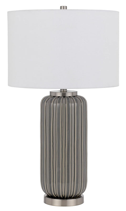 Cal Lighting BO-3034TB Rodano Ceramic Table Lamp with Hardback Drum Shade, Taupe