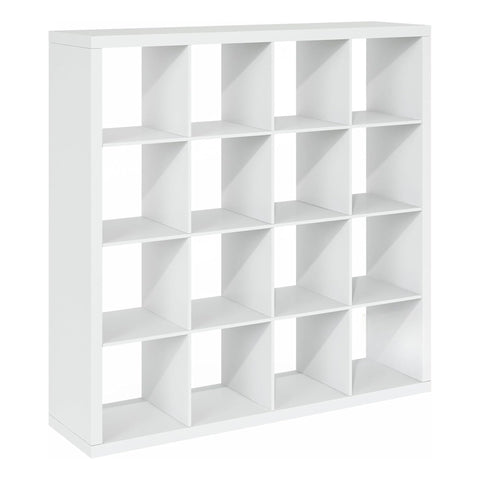 Oakestry Cubicle 16-Cube Triple Thick Frame Decorative Storage Organizer, Modern Bookshelf Display Rack with Durable Engineered Wood, Open Shelving Unit for Home & Office (White)