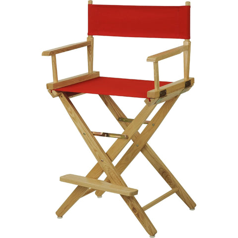 Oakestry Extra-Wide 24" Counter-Height Canvas Director’s Chair with Natural Wood Frame – Premium Oversized Folding Seat for Patio, Events & Home Entertainment (Red)