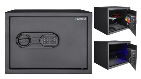 Barska 0.8 Cu. Ft Digital Keypad Safe – LED Interior Light, Extra-Wide for Laptops, Silent Mode, Steel Security Safe- Shelf Safe - Cabinet Safe- Document Safe - Safe lock box - safe for closet