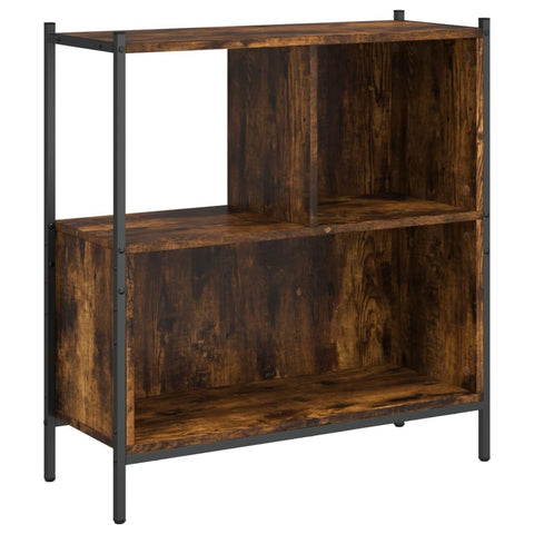 vidaXL Smoked Oak Bookcase - Engineered Wood & Powder-Coated Steel Freestanding Display Rack, Multipurpose Shelf Organizer 28.3"x11"x30.5"