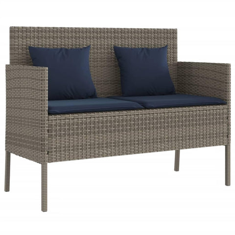 vidaXL Modern Grey Garden Bench with Removable Cushions Comfortable Outdoor Seating UV and Water Resistant Ample Storage for Essentials Cushioned Patio Metal Seat Rattan Furniture Gardening