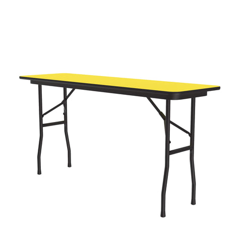 Correll 18"x96" Commercial Folding Table, Yellow HP Laminate Top, Heavy 3/4" Thick Core, USA Made, Portable, Strong Steel Apron (CF1896PX-38)