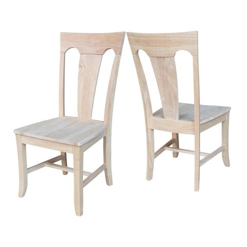 IC INTERNATIONAL CONCEPTS Set of Two Solid Wood Elle Chairs in Unfinished