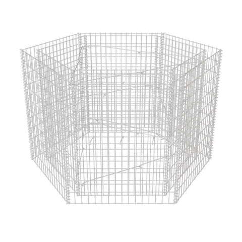 vidaXL Hexagonal Gabion Raised Bed, Outdoor Planter, Gabion Basket for Gardening Patio Backyard, Flower Bed, Silver Galvanized Steel