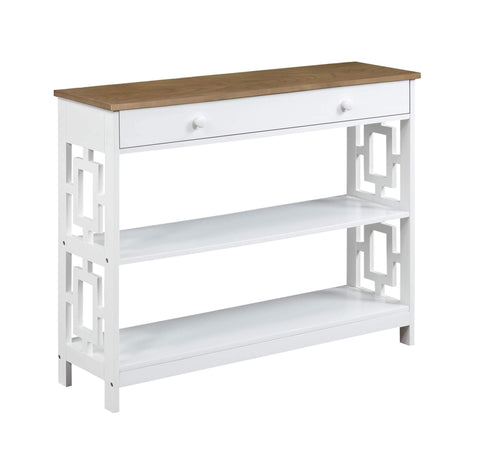 Convenience Concepts Town Square 1 Drawer Console Table, Driftwood/White