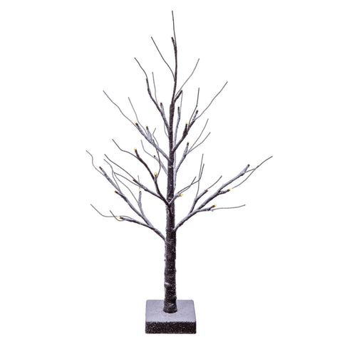 Vickerman 2' Brown Frosted Twig Tree, Battery Operated Warm White 3mm Wide Angle LED Lights.