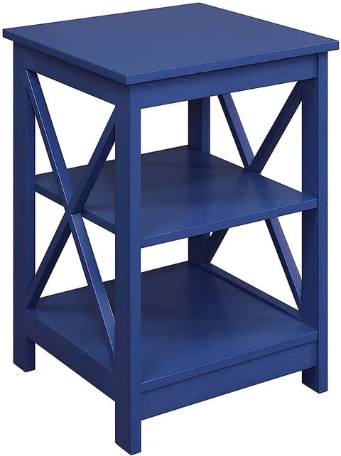 Oakestry Oxford End Table – Modern Accent Table for Living Room, Multi-Functional Bookshelf or TV Stand, Cobalt Blue Finish, 15.75" D x 15.75" W x 24" H