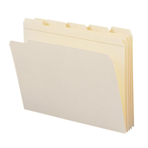 Smead File Folder, Reinforced 1/5-Cut Tab, Assorted Positions, Letter Size, Manila, 100 per Box (10356)