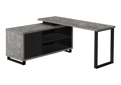 Monarch Specialties I 7714 Computer Desk, Home Office, Corner, Storage Drawers, 72" L, L Shape, Work, Laptop, Metal, Laminate, Grey, Black, Contemporary, Modern