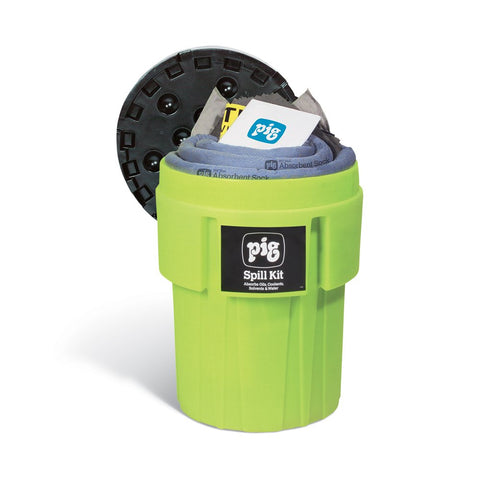 New Pig Spill Kit in 65-Gallon High-Visibility Container, 39-Gal Absorbency, Fast Spill Response, Absorbs Oils, Coolants, Solvents & Water, Hi-Viz Green, KIT263