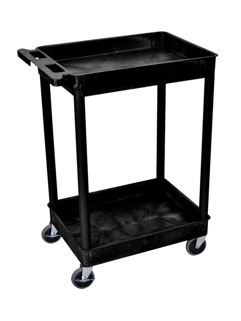Offex OF-STC11-B 2 Shelf Mobile Home Office Storage Tub Utility Cart, Black