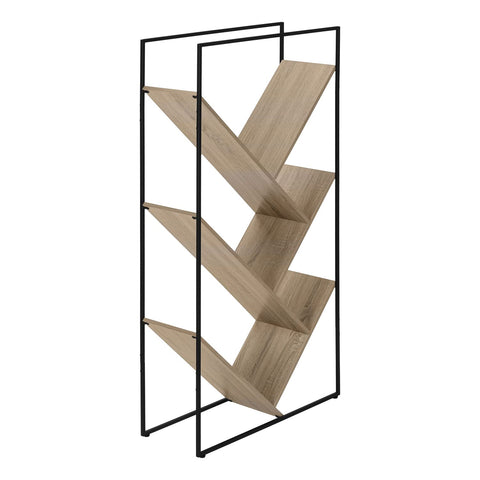 Monarch Specialties I 2201 Bookshelf, Bookcase, Etagere, 3 Tier, 60" H, Office, Bedroom, Metal, Laminate, Brown, Black, Contemporary, Modern