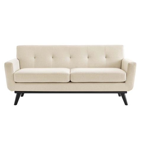 Modway Engage Modern Tufted Back Textured Fabric Loveseat in Beige