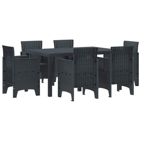 vidaXL Garden Dining Set 7 pcs Anthracite Polt rattan, Chill Dining Set, Sleek Outdoor Furniture, Lightweight, Strong, Modern Garden Vibe Outside