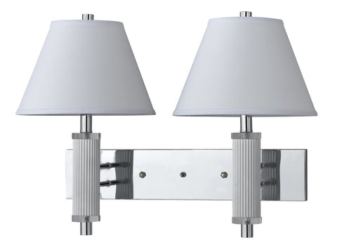 Cal Lighting LA-8003W2L-1CH Wall Sconce with White Fabric Shades, Chrome Finish