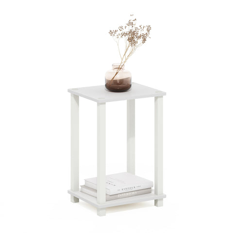 Furinno Simplistic Side Table, 2-Tier Small End Table with Open Shelf, Easy Assembly Toolless Night Stand, Nightstand, for Living Room, Bedroom, White