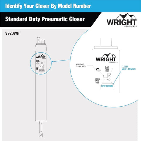 Wright Products - Standard Duty Pneumatic Screen and Storm Door Closer, White