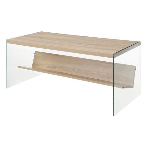 Convenience Concepts SoHo Glass Coffee Table 40" - Modern Living Room Table with Storage Shelf, Contemporary Coffee Table for Family Room, Weathered White