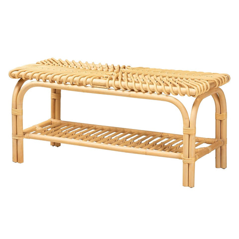 Baxton Studio Himari Rattan Bench, Natural Brown