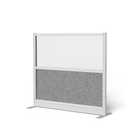 LUXOR MW-5348-FWCGWG Modular Wall Room Divider System - Silver Frame - 53" x 48" Starter Wall - Wide Paneling