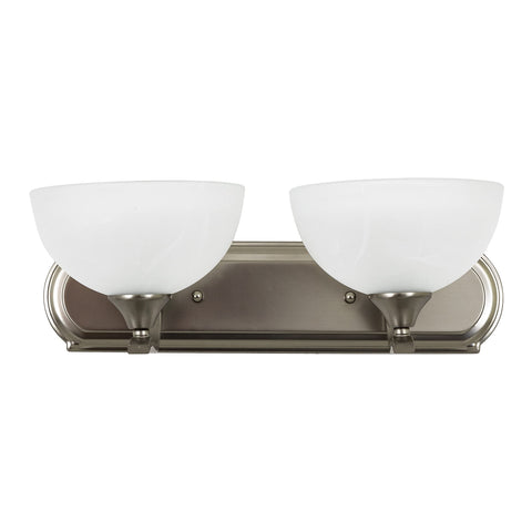 Yosemite Home Decor Glacier Point Bathroom Vanity Light with Ivory Cloud Shades, 2-Light, Satin Nickel