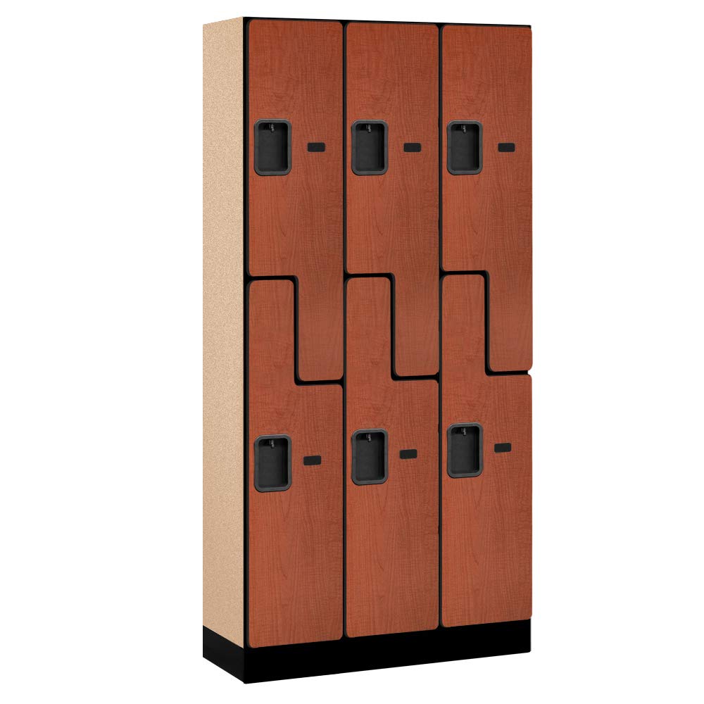 Salsbury Industries Double Tier 'S' Style Designer Wood Locker, Cherry, 6' 3" x 15"