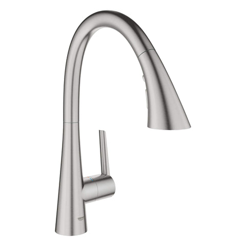 Grohe 32298DC2 Zedra Single-Handle Pull Down Triple Spray Kitchen Faucet in Supersteel