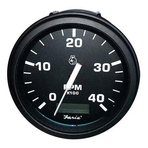 Faria Beede 32834 Euro Tachometer with Hourmeter (4000 RPM) Diesel - 4"", Black, Multicoloured