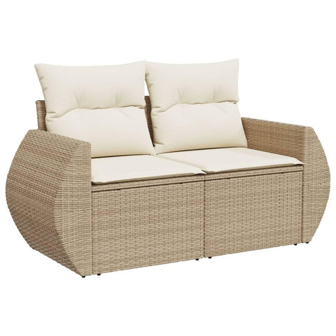 vidaXL Garden Sofa Beige PE Rattan, Powder-Coated Steel 2-Seater Modular