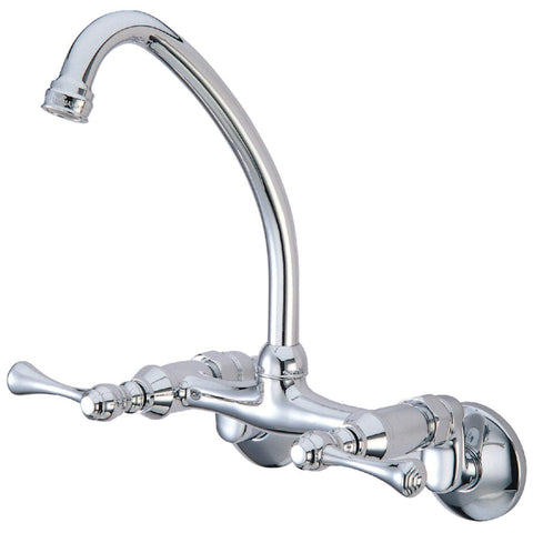 Kingston Brass Kingston 6-Inch Adjustable Center Wall Mount Kitchen Faucet, Polished Chrome