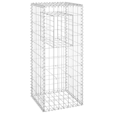 vidaXL Chic Gabion Basket Post Set - Silver Iron Mesh Basket Design - 15.7"x15.7"x39.4" in Size - Weather-Proof and - Ideal Garden Decor