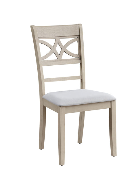 Acme Ferris Fabric Upholstered Side Chair in Beige & Antique White (Set of 2)