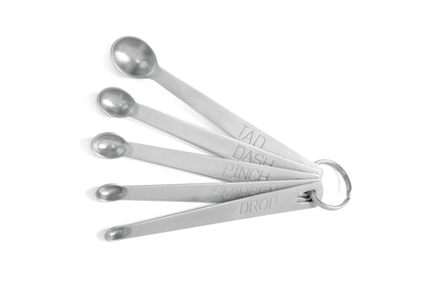 Norpro Mini Stainless Steel Measuring Spoons, Set of 5 (tad, dash, pinch, smidgen and drop), 5" x .5" x .5"