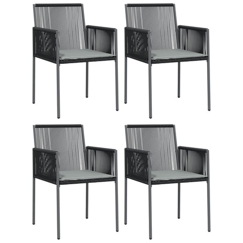 vidaXL Modern Patio Chairs 4 pcs Set with Cushions - Black Poly Rattan Garden Seating - Stylish and Durable Outdoor Furniture with Powder-Coated Steel Frame & Waterproof Cover Recommendation