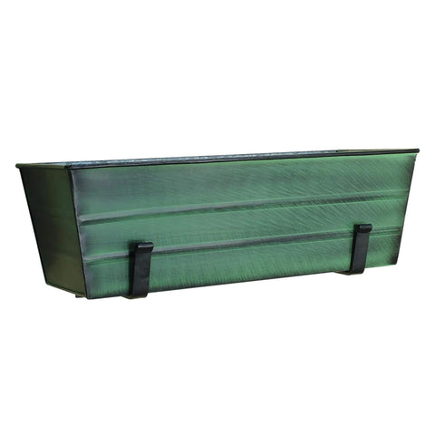 Oakestry Green Flower Box with Wall Brackets Decorative Outdoor Planter Garden Porch Balcony Vertical Display