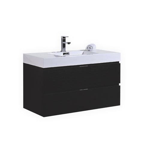 Bliss 40? Black Wood Wall Mount Modern Bathroom Vanity