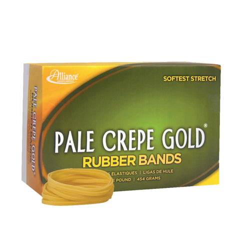 Alliance(R) Pale Crepe Gold™ Rubber Bands In 1 Lb. Box, #32 3in. x 1/8in., Box Of 1100