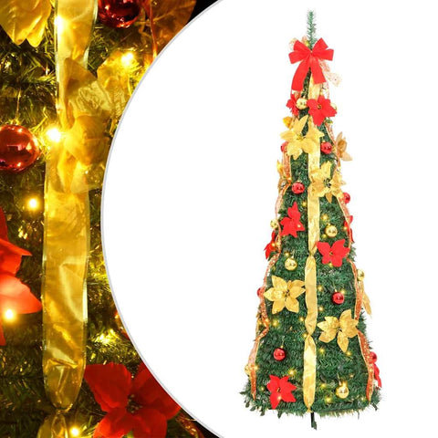 vidaXL Artificial Christmas Tree Green PVC, Metal 59.1 in Collapsible