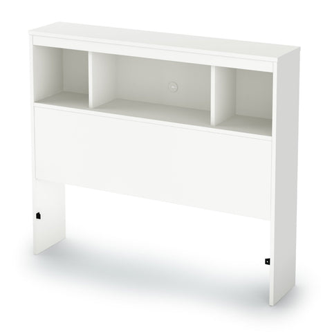 Twin Size Modern Bookcase Headboard in White Wood Finish