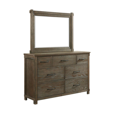 Picket House Furnishings Jack 7-Drawer Wood Dresser with Mirror Set in Brown