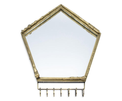 Harry Potter Wand Wall Mirror with Jewelry Hooks Storage Rack Organizer | Hanging Vanity Mirror For Entryway Living Room, Coat Rack Wall Mount, Home Decor Room Essentials | Wizarding World Gifts