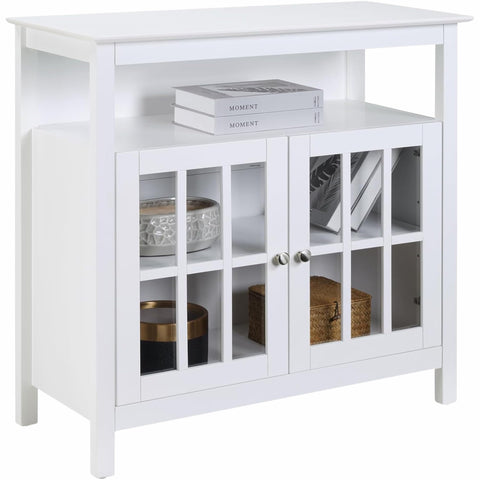 Oakestry Big Sur Highboy TV Stand with Storage Cabinets for TVs up to 40 Inches | 4-Tier Media Console with Tempered Glass Doors