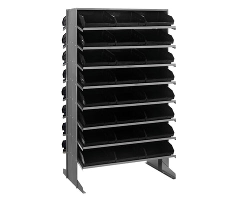 QUANTUM STORAGE SYSTEMS QPRD-109BK Solid Double Sided 16 Shelves 48 Economy Black Bins 60" H x 36" W x 24" D