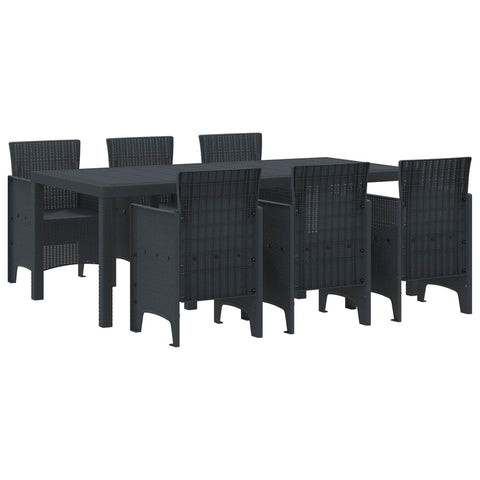 vidaXL Garden Dining Set 7 pcs Anthracite Polypropylene, Stylish Outdoor Dining Set for Garden and Patio, Lightweight, Tough, Perfect for Family Gatherings